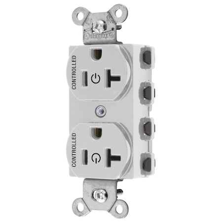 Hubbell Wiring Device-Kellems Straight Blade Receptacle, 5-20R, 20 A, 125V AC, 2 Pole, 3 Wire, Grounded SNAP5362C2W